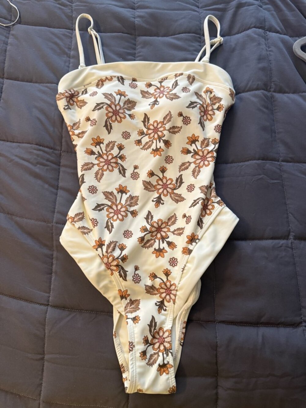 House of Harlow 1960 One Piece Swimsuit, Cream Bohemian Floral, Extra Small NWOT